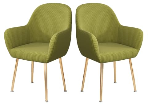 LIFEDX Stuhlhusse Stuhlbezug Stretch 2er/4er/6er Set, Gebogen Stuhlbezüge Rückenlehne mit Armlehne Abnehmbar, Stuhlüberzug Esszimmerstühle Modern Bürostuhl Bezug Stuhl Beschützer-Light Green||2PCS