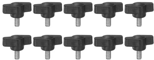 sourcing map 10pcs Tee Wing Knobs Thumb Screws M5 x 10mm Standard Male Thread Plastic T/Z Knobs Adjustable Handles Hand Clamping Thumbscrew, Black
