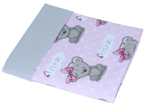 Primawela Babydecke Babydecke Waffelpiqué Baumwolle Kuscheldecke Kinderwagendecke - Girl Boy (Girl ROSA + Grau)