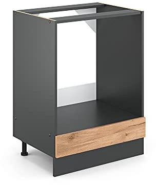 Vicco Herdumbauschrank R-Line, Goldkraft Eiche, 60 cm | ✓ Backofennische · AP Anthrazit inkl. · Höhenverstellbare Füße · ✓ Frei kombinierbar · Einfache Integration ✓