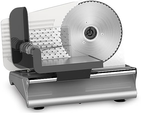 Electric Meat Slicer, 200W Deli Food Slicer Machine for Home with Removable Stainless Steel Blades - Adjustable Thickness for Mutton Roll, Ham, Cheese, Bread