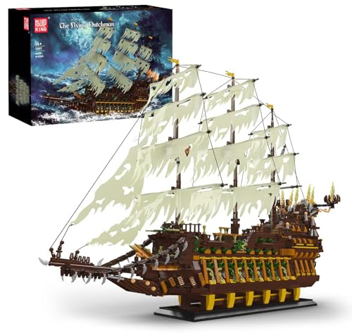 Mould King 13197 Technik Fliegenden Holländers Piratenschiff Bausteine, 4364 Stück MOC groß Segelschiff Klemmbausteine Bausatz für Erwachsene