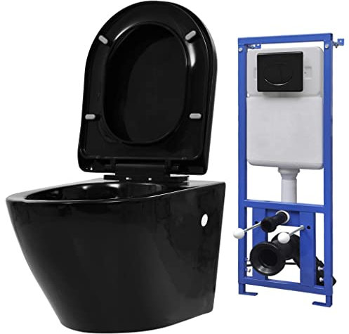 JUDYY WC a Muro con Sciacquone Nascosto in Ceramica Nera,Articoli di ferramenta,Prodotti Idraulici,Articoli Idraulici,WC e Bidet,WC-3054478