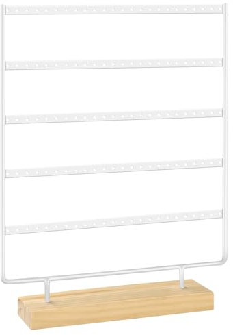 shidaishiye 5-Etagen Ohrring-Aufbewahrungsständer mit 120 Löcher - Schmuckdisplay aus Metall & Holz für Geschäfte/Haushalt (60 Paar Ohrringe)