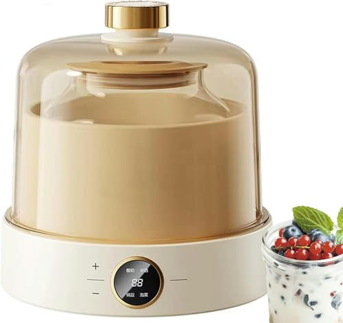 Mini yogurtera, yogurtera automática digital, máquina de fermentación de natto de 1 l con temporizador y tapa, calentamiento a temperatura constante, herramientas de bricolaje for el hogar,fermentador