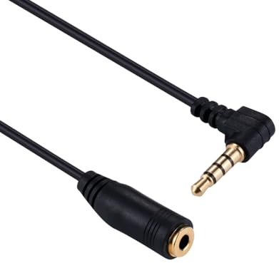 CABLEPELADO Cable Audio Estereo Jack 3.5 Macho 4 Pin a Jack 3.5 Hembra, Cable de Conversión de 3.5 mm a 3.5 mm, Apto para Altavoces, Auriculares, Móvil, Tablet, MP3 | Negro | 15 cm