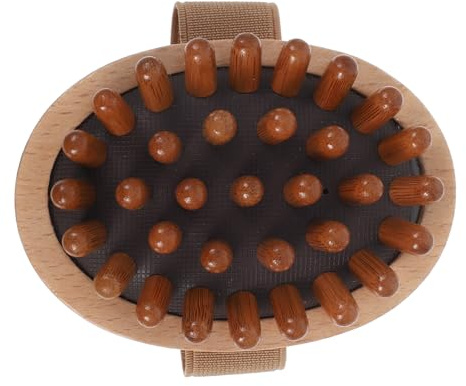 Holz Kopfhautmassagebürste für Haar und Rücken, Manuell | Bambus und Gummi, für Zuhause und Büro, Leicht zu Greifen, Vielseitig Einsetzbar
