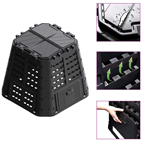 Xichuzi Compostador de jardín Negro 93,3x93,3x80 cm 480 L, Compostadora Organica Jardin, Vermicompostador, Composteras Huerto, Compostera Domestica