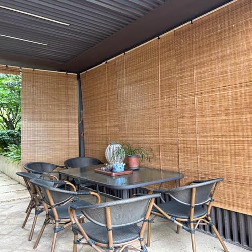 Tenda Bamboo Esterno Traspiranti,Tapparella Avvolgibile in Legno Retrò Protezione Solare e della Privacy,Facile Installazione, Avvolgibile in Bambù per Giardino/Veranda