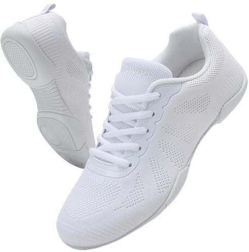 Kvwqoty Cheerleader Schuhe für Mädchen Kinder Cheerleading Schwarz Weiß | Rutschfeste Cheer Turnschuhe Jugend Gymnastik Jazz Yoga und Tanzschuhe für Wettbewerb Training