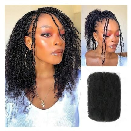 zhongqunli Tressage de Cheveux Humains, Mèches brésiliennes Vierges en Vrac, Cheveux Humains crépus et bouclés, 50 g/Paquet(16inch)