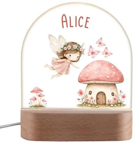 polar-effekt Nachtlicht mit LED-Beleuchtung für Mädchen mit Namen personalisiert - Personalisiertes Geburtstagsgeschenk - Langlebiges Acrylglas & Buchenholz