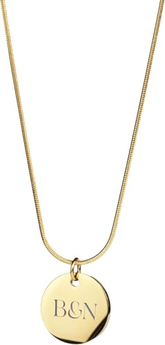 Aurelyn Personalisierte Halskette mit Gravur – Mix & Match mit Wählbarer Kette & Rundem oder Ovalem Anhänger – Geschenk für Frauen – 18K Vergoldeter Edelstahl