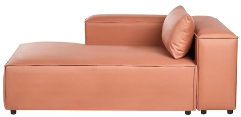 Modul Chaiselongue zum Sofa Stoff goldbraun rechts mit Lehne Kissen Brande