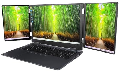 Jectse Triple Screen Laptop AI Ready Dispone 16 GB RAM 2TB SSD da 16 Pollici Double 10,5 Pollici Laptop per Creatori e Giocatori di Contenuti di 11 PRO (Spina Europea)