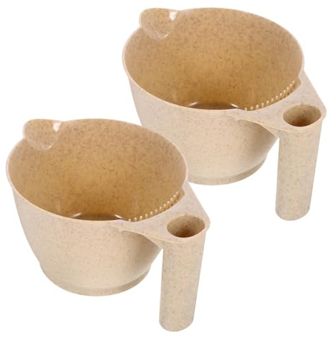 CIYODO 2 Pièces Bol de Teinture pour Cheveux PP Robuste pour Salon et Usage Maison Bol de Mélange Portable pour Coloration et Mèches Facile à Nettoyer Gris Paille
