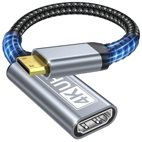 Adattatore Mini HDMI a HDMI, Mini HDMI Maschio a HDMI Femmina 4K 60Hz 18Gbps con 3D HDR Ethernet ARC, Compatibile con DSLR, Raspberry Pi Zero W, Laptop, Tablet, HDTV, Kamera, Proiettore