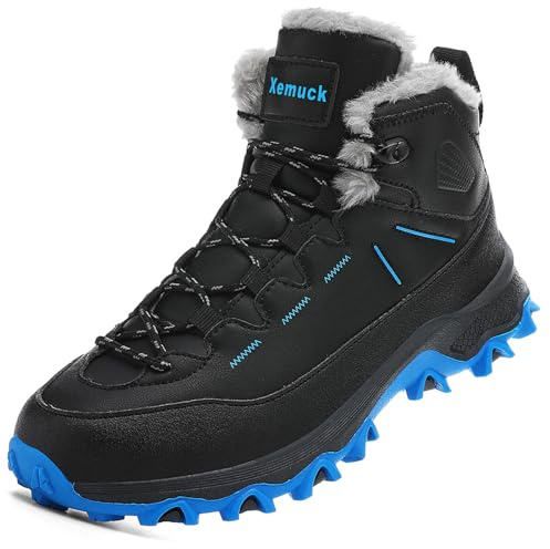 Xemuck Barn vandringsskor pojkar vandring vandringskängor flickor utomhus sneakers trekkingskor komfort fyra årstider skor EU 30–39, Varm svart, 29 EU