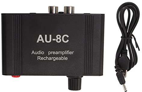 Pre Amplificatore Audio Mini Stereo Preamp Phono con Circuito Noise Reduction, Ingresso e 3.5mm - Qualità Audio Chiara e Compatibilità Universale per HiFi, Giradischi, Cuffie