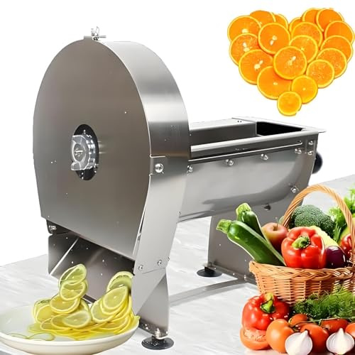 PioMue 0-10mm Commercial Onion Slicer,Vegetable Fruit Slicer,Double Blade Electric Cabbage Shredder Machine, Stainless Steel,for Cabbage Onion Tomato Potato Lemon 3MM*3MM