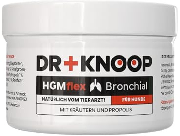 HGM Disolvente para perros con hierbas bronquiales, ayuda respiratoria y bronquial, polvo natural para perros para apoyo respiratorio y solución mucosa, HGMflex 2 x 75 g