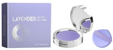 Lavender Matte Loose Powder | 12-Hour Oil Control and Sweat Resistance | Setting/Priming/No Makeup Look | 10g Pressed Powder (Includes Puff)