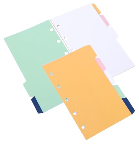 DIKACA Juego de 2 hojas de papel A8 para carpetas de anillas, separadores extraíbles para escribir en colores pastel, cuaderno duradero y registro de oficina para organizar documentos