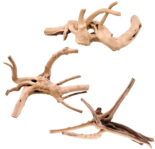 Kaiyuan Dynasty 3Pcs 8-10 Natural Aquarium Spiderwood for Reptile Terrariums Spider Wood Branch for Aquatic Plants Fish Tank Decorations