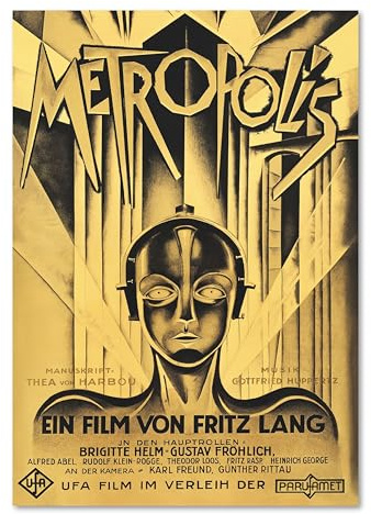 Close Up Metropolis Poster 70x100 cm | Fritz Lang Filmklassiker | Film Kino Plakat | Vintage Art Deco Wandbild | hochwertiger XL Kunstdruck | Retro Science Fiction Poster