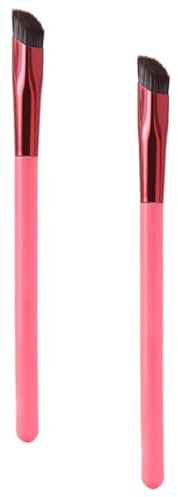 NUSITOU Brocha para Cejas Multifuncional 2 Piezas Pincel de Maquillaje en Ángulo Grande Mango de Plástico Marrón Cepillo Fino para Cejas y Corrector Adecuado para Maquillaje de Ojos