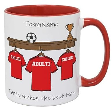 Personalised Dad Football Mug - Daddy’s Team Mug - Ceramic Coffee Mug for Father’s Day - 11oz White Mug - UK Handmade Gift