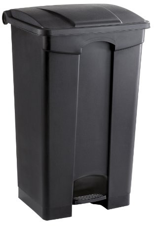 Safco Large Step On Plastic Trash Can with Foot Pedal, Black, 23 Gallon