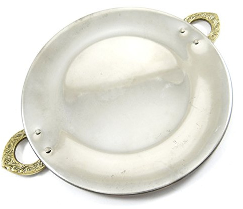 IBA Indianbeautifulart Special Authentique Indien en Acier De Cuivre Au Service De Serviette Tawa Ustensile Plateau Et Plateau pour Plats Indiens 9.5 Pouces