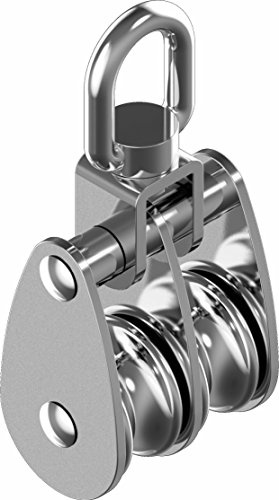 ARBO-INOX Doppelblock Block Umlenkrolle mit Wirbel und Gelenk Edelstahl A2 für 8mm Seil
