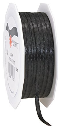 C.E. Pattberg SATIN svart, 50 m satinband för förpackning av gåvor, 3 mm bredd, presentband för dekoration och hantverk, dekorband för gåvor, för alla tillfällen