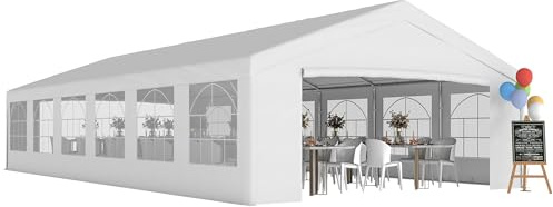 Outsunny 20 x 40 ft Heavy Duty Party Tent Outdoor Gazebo Wedding Tent Event Shelter Carport BBQ with Removable Sidewalls & Windows, Outside Waterproof Canopy for Parties, White