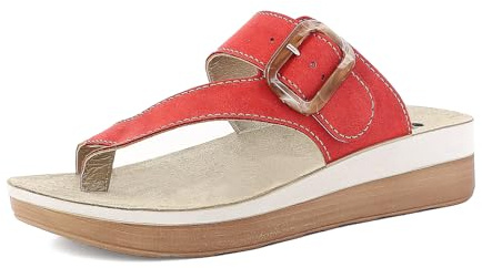 inblu Ciabatte Donna Infradito con Fibbia E Leggero Tacco, Plantare in Vera Pelle E Suola Bicolore, dal 35 al 41
