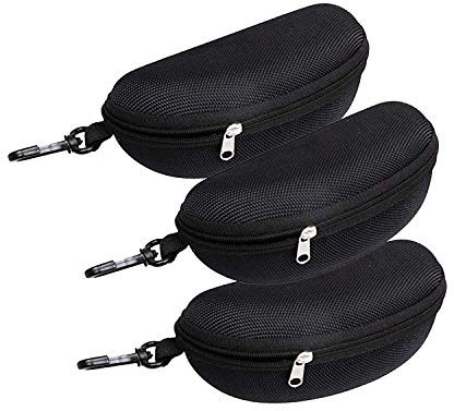 Golden Apple 3 PACK Portable Waterproof Sunglasses Eyeglasses Case Zipper Hard Shell Box with Back Pack Clip