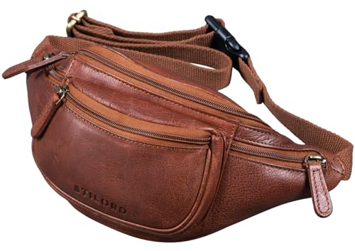 STILORD Eliah Vintage Gürteltasche aus Leder - Perfekt für Reisen, Festivals und Outdoor - Unisex Bauchtasche für Handy und Kamera Farbe:Cognac - Hellbraun