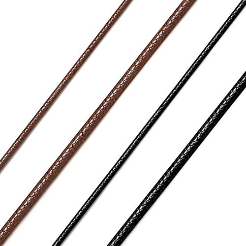 Richsteel Lederkette Herren Leder Halskette Choker für Damen 2/3mm breit Schwarz/Braun mit Drehverschluss Schmuck 40/46/50/56/61/66/71/76 cm Geeignet für Männergeschenke