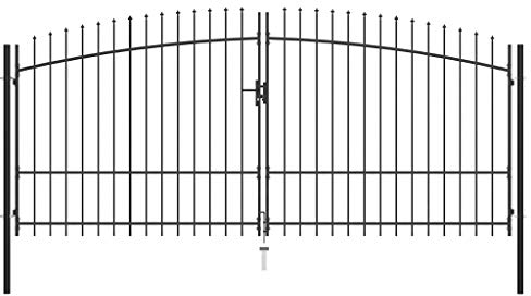 vidaXL Gartentor Doppelflügel mit Speerspitzen Doppeltor Zauntor Gartenpforte Hoftor Flügeltor Gartentür Zauntür Tor Industrietor 400x225cm