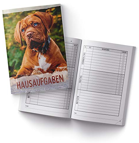 itenga Hausaufgabenheft Hund DIN A5 96 Seiten Schulbedarf Meine Hausaufgaben für Grundschule Gemeinschaftsschule Realschule Gymnasium