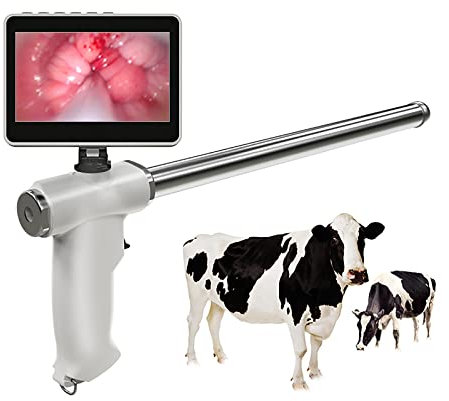 TEHONGMAI Pistolet D'insémination Artificielle, Kit D'élevage Vétérinaire De Vache, Chauffage À Température Constante, Endoscope Visuel Sperm AI Gun Dispositif Artificiel Déférent avec Écran Rotatif