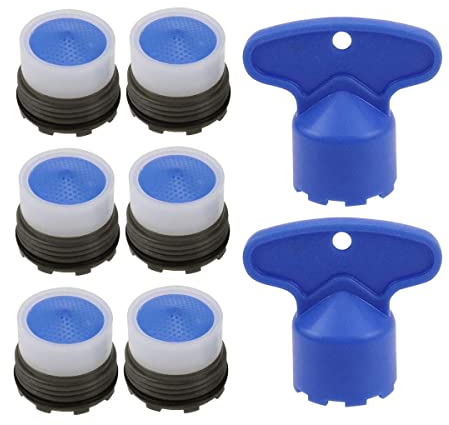 M16/M18/M22/M24 × 6 Pezzi Aeratore Rubinetto inclusa Chiave di Smontaggio Strumento Rimozione per Sostituzione Della Bagno e la Cucina filtro acqua rubinetti Risparmio Idrico (M16×6)