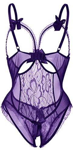 Voqeen Kvinnor Sexiga Underkläder Erotisk Bodysuit Spets Underkläder Exotiska Träningsoverall Öppen Ring Babydoll Underkläder Outfit Perspektiv Pyjamas Bekväm Sovkläder Kostym