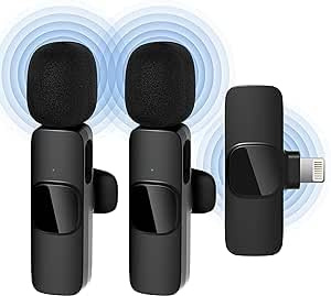 Double micro cravate sans fil pour iPhone avec clip sur le microphone pour enregistrement vidéo pour iPhone et iPad Mini micro cravate sans fil pour iPhone et iPad Mini microphone sans fil pour iPhone