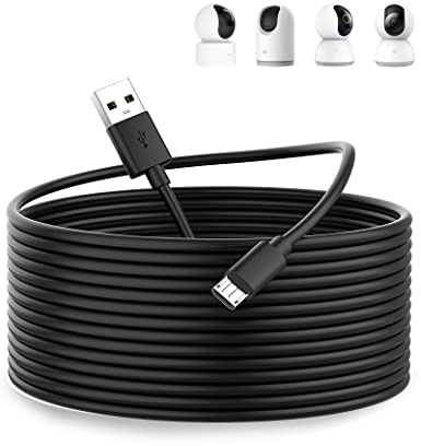 ACOCOBUY Micro USB Power Cable 10M, Extension Cable for Security Cameras | For XiaoMi 360° Home Security Camera 2K Pro, for Mi Smart Camera C300 C200, USB A to Micro Long Charging Cable Wire, Black
