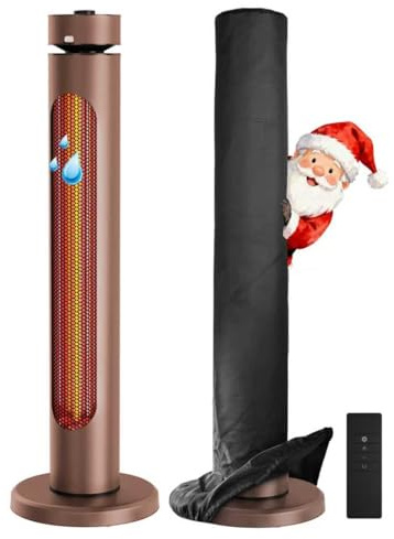 Portable Infrared Patio Heater 2000W Electric Heater with 8 Heating Levels, Tip-over Protection, IP45 Waterproof, 8H Timer, Remote Control, 33 Inch, Elegent Brown