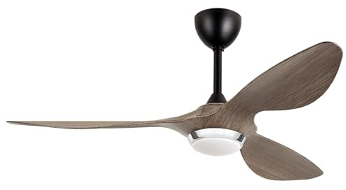 reiga Ventilatore da soffitto intelligente da 132 cm con luci e telecomando | ventilatore reversibile silenzioso con motore a corrente continua, moderno grigio scuro a 3 pale
