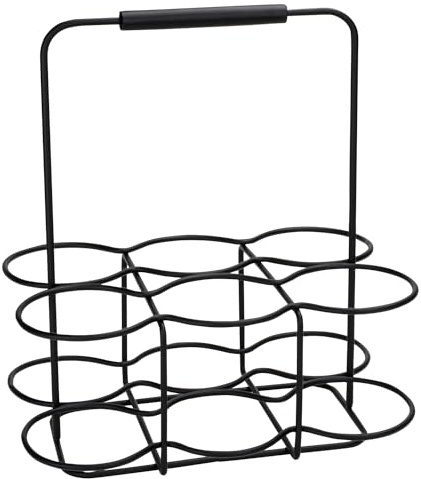Justinus Flaschenträger - Schwarz matt - Edelstahl - 30 x 21 cm - für 6 Flaschen